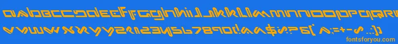 フォントXephyrLeftalic – オレンジ色の文字が青い背景にあります。