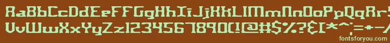 フォントAspartameBrk – 緑色の文字が茶色の背景にあります。