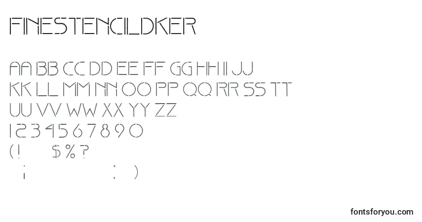 A fonte FineStencilDker – alfabeto, números, caracteres especiais
