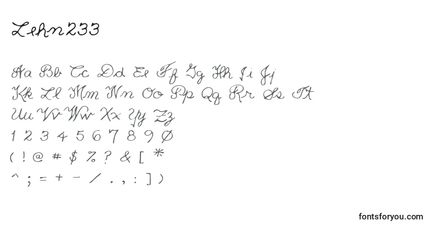Czcionka Lehn233 – alfabet, cyfry, specjalne znaki