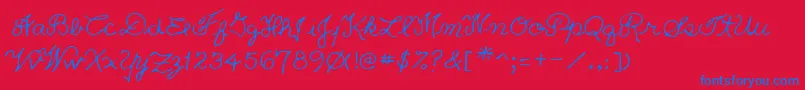 Lehn233-Schriftart – Blaue Schriften auf rotem Hintergrund