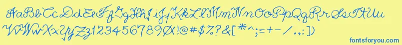 Lehn233 Font – Blue Fonts on Yellow Background