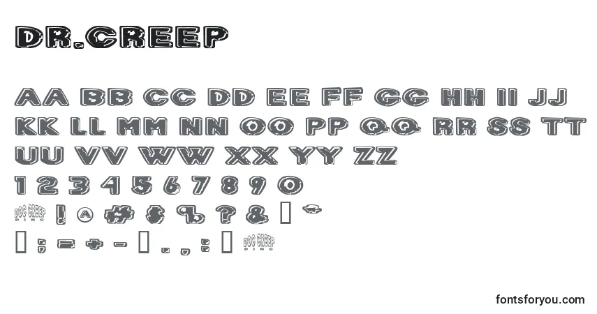 Schriftart Dr.Creep – Alphabet, Zahlen, spezielle Symbole
