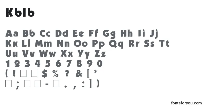 A fonte Kblb – alfabeto, números, caracteres especiais