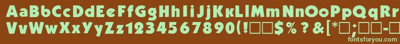 フォントKblb – 緑色の文字が茶色の背景にあります。