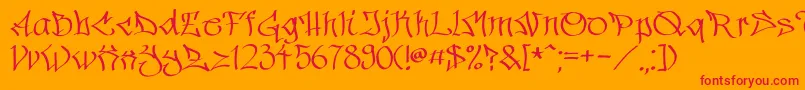 フォントHinterwelt15 – オレンジの背景に赤い文字