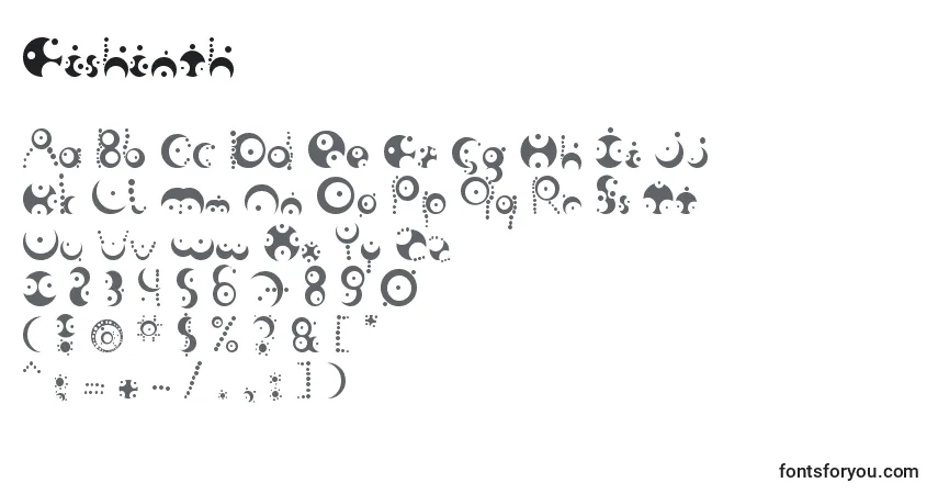Czcionka Fishinth – alfabet, cyfry, specjalne znaki