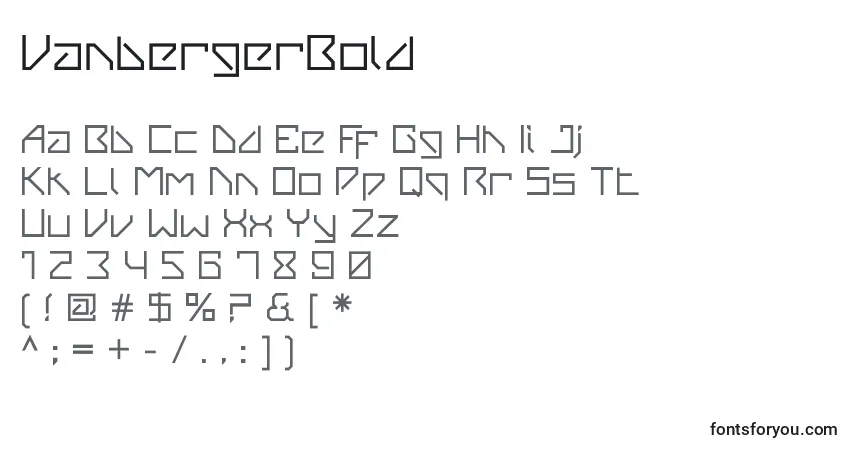 A fonte VanbergerBold – alfabeto, números, caracteres especiais