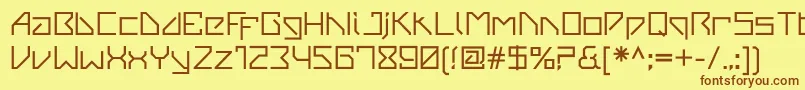 フォントVanbergerBold – 茶色の文字が黄色の背景にあります。