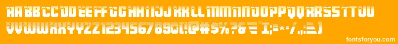 Armyrangershalf-Schriftart – Weiße Schriften auf orangefarbenem Hintergrund