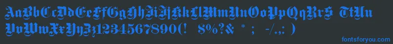Dsfettegotisch Font – Blue Fonts on Black Background