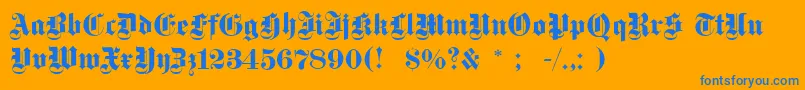 Dsfettegotisch Font – Blue Fonts on Orange Background