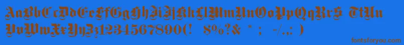 Dsfettegotisch Font – Brown Fonts on Blue Background