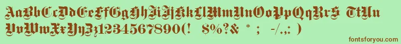 フォントDsfettegotisch – 緑の背景に茶色のフォント