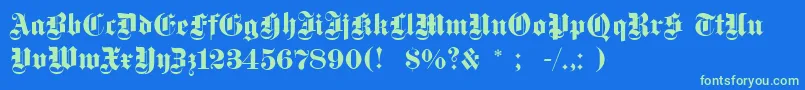 Dsfettegotisch Font – Green Fonts on Blue Background