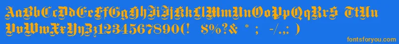 Dsfettegotisch Font – Orange Fonts on Blue Background