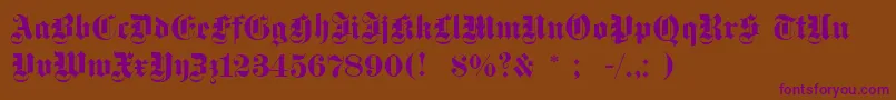 Dsfettegotisch-Schriftart – Violette Schriften auf braunem Hintergrund