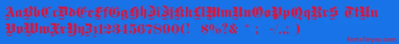 Dsfettegotisch Font – Red Fonts on Blue Background