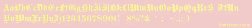 Dsfettegotisch-Schriftart – Gelbe Schriften auf rosa Hintergrund