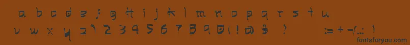 フォントRyja – 黒い文字が茶色の背景にあります