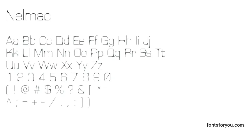 Шрифт Nelmac – алфавит, цифры, специальные символы