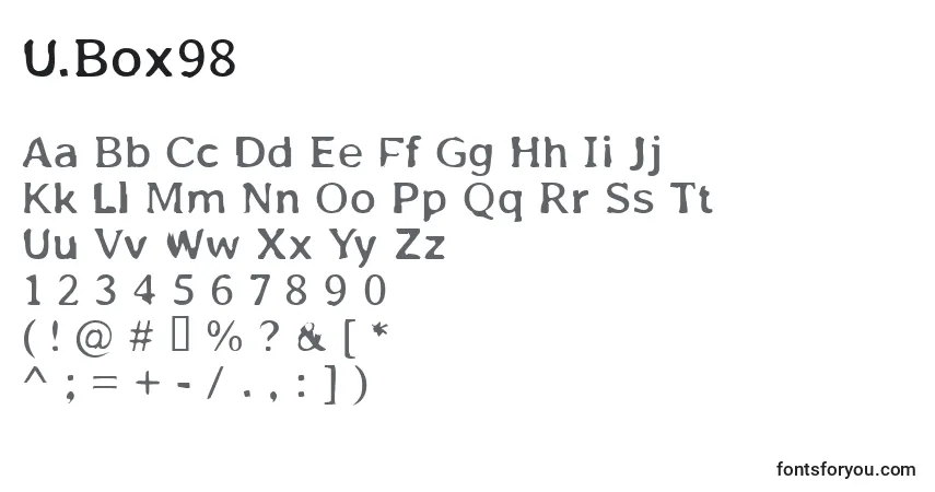 Schriftart U.Box98 – Alphabet, Zahlen, spezielle Symbole