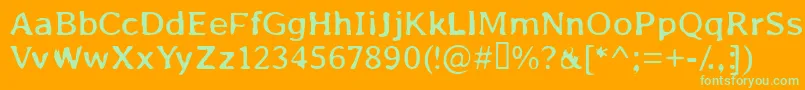 Шрифт U.Box98 – зелёные шрифты на оранжевом фоне