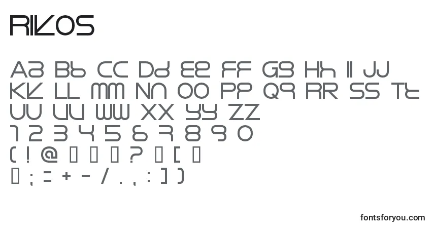 Шрифт Rikos – алфавит, цифры, специальные символы