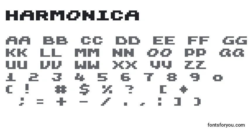 Schriftart Harmonica – Alphabet, Zahlen, spezielle Symbole
