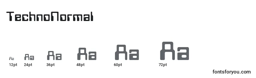 TechnoNormal Font Sizes
