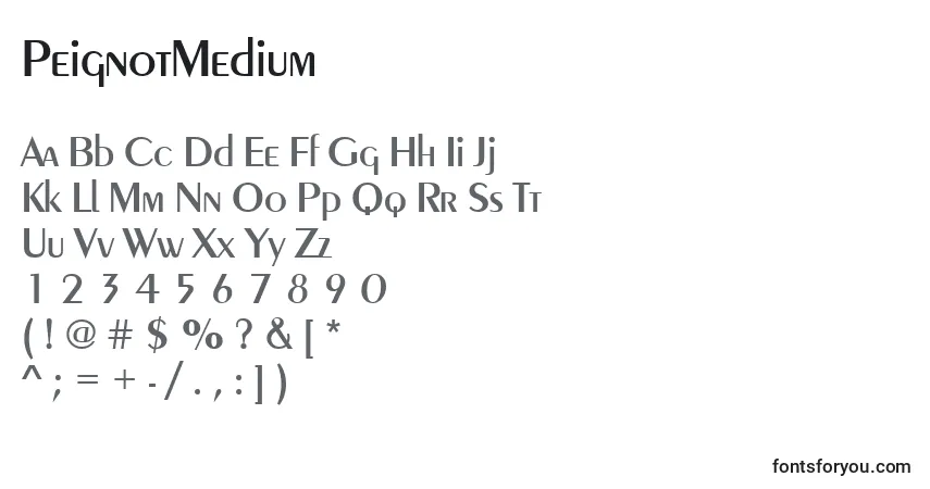 Czcionka PeignotMedium – alfabet, cyfry, specjalne znaki