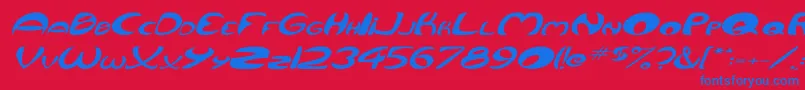 QurveWideItalic Font – Blue Fonts on Red Background