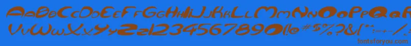 QurveWideItalic Font – Brown Fonts on Blue Background