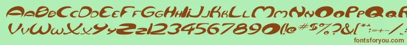 QurveWideItalic Font – Brown Fonts on Green Background