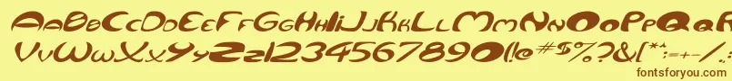 Fonte QurveWideItalic – fontes marrons em um fundo amarelo