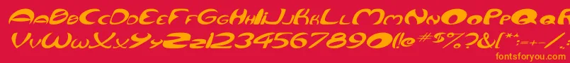 QurveWideItalic Font – Orange Fonts on Red Background