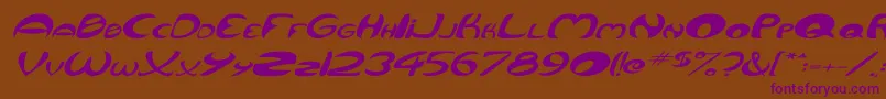 QurveWideItalic Font – Purple Fonts on Brown Background