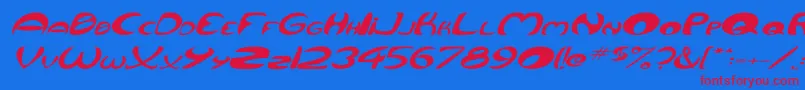 QurveWideItalic Font – Red Fonts on Blue Background