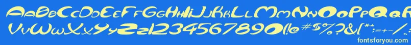 QurveWideItalic Font – Yellow Fonts on Blue Background