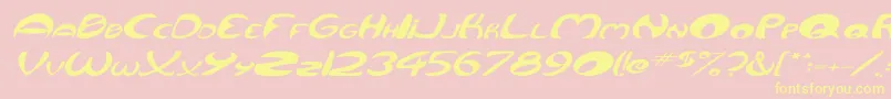 QurveWideItalic-Schriftart – Gelbe Schriften auf rosa Hintergrund