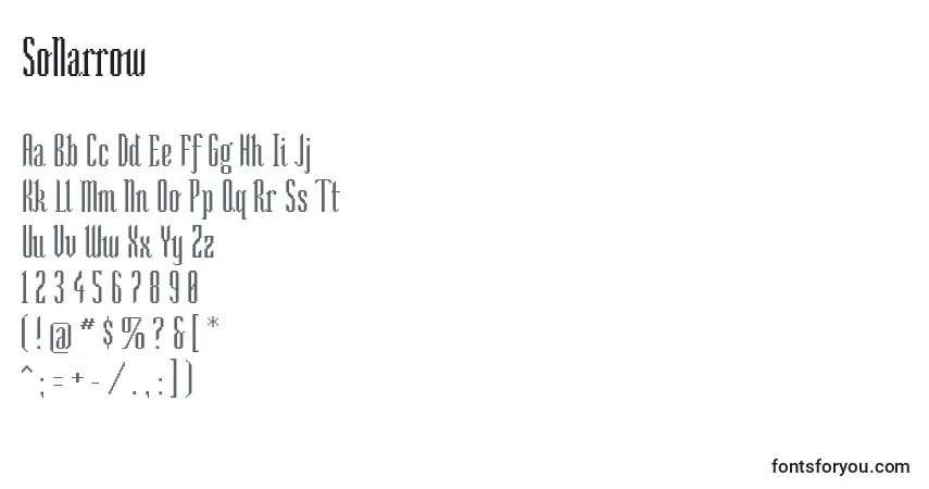 Schriftart SoNarrow – Alphabet, Zahlen, spezielle Symbole