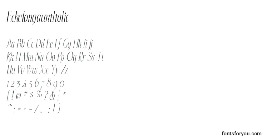 Schriftart EchelongauntItalic – Alphabet, Zahlen, spezielle Symbole