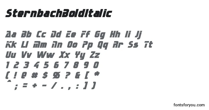 SternbachBoldItalicフォント–アルファベット、数字、特殊文字