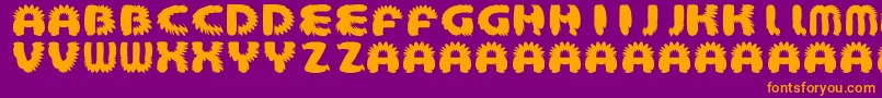 Fonte AztecBouffon – fontes laranjas em um fundo violeta