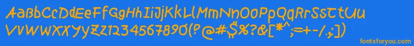 Mousepen Font – Orange Fonts on Blue Background