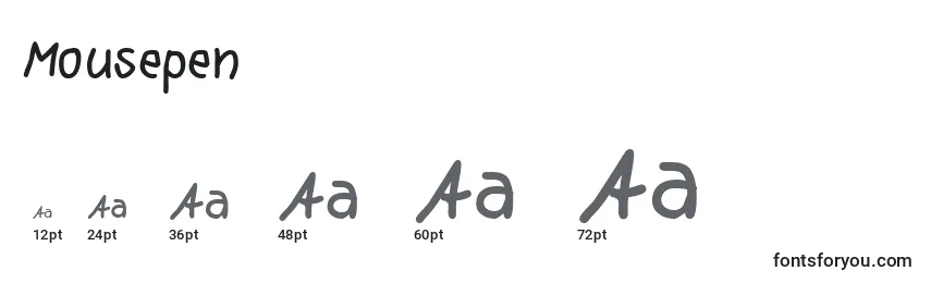 Mousepen Font Sizes