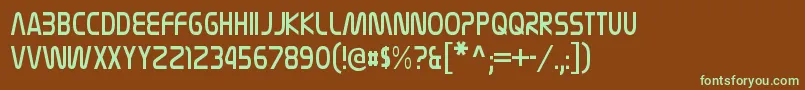 フォントNasalizationcdltRegular – 緑色の文字が茶色の背景にあります。