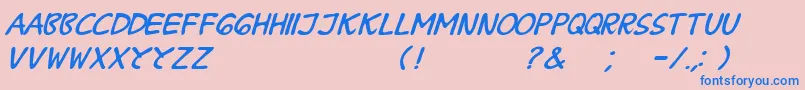 BPraharaThTlsnTgnItalic Font – Blue Fonts on Pink Background