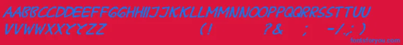 フォントBPraharaThTlsnTgnItalic – 赤い背景に青い文字