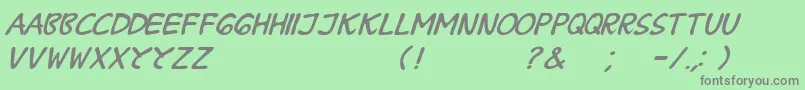 BPraharaThTlsnTgnItalic-Schriftart – Graue Schriften auf grünem Hintergrund